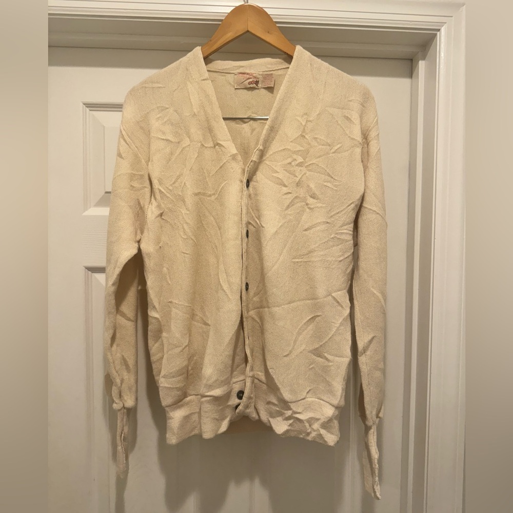 Vintage Fox Collection tan sweater cardigan larger 42-44